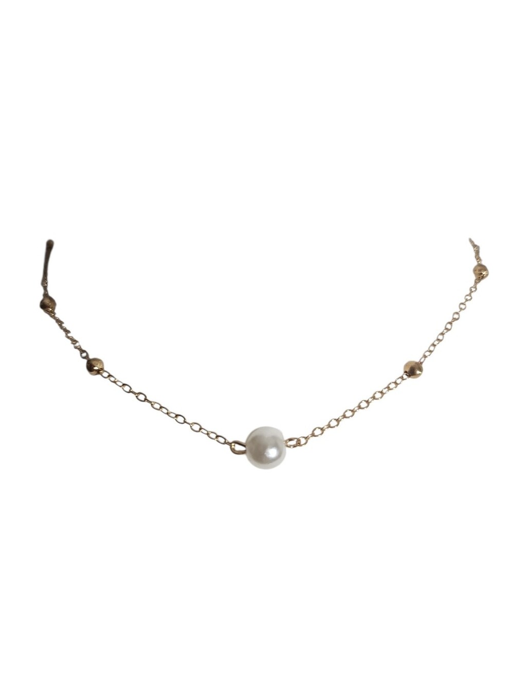 Goldtone Necklace Faux Pearl Accent - Picture 4 of 9